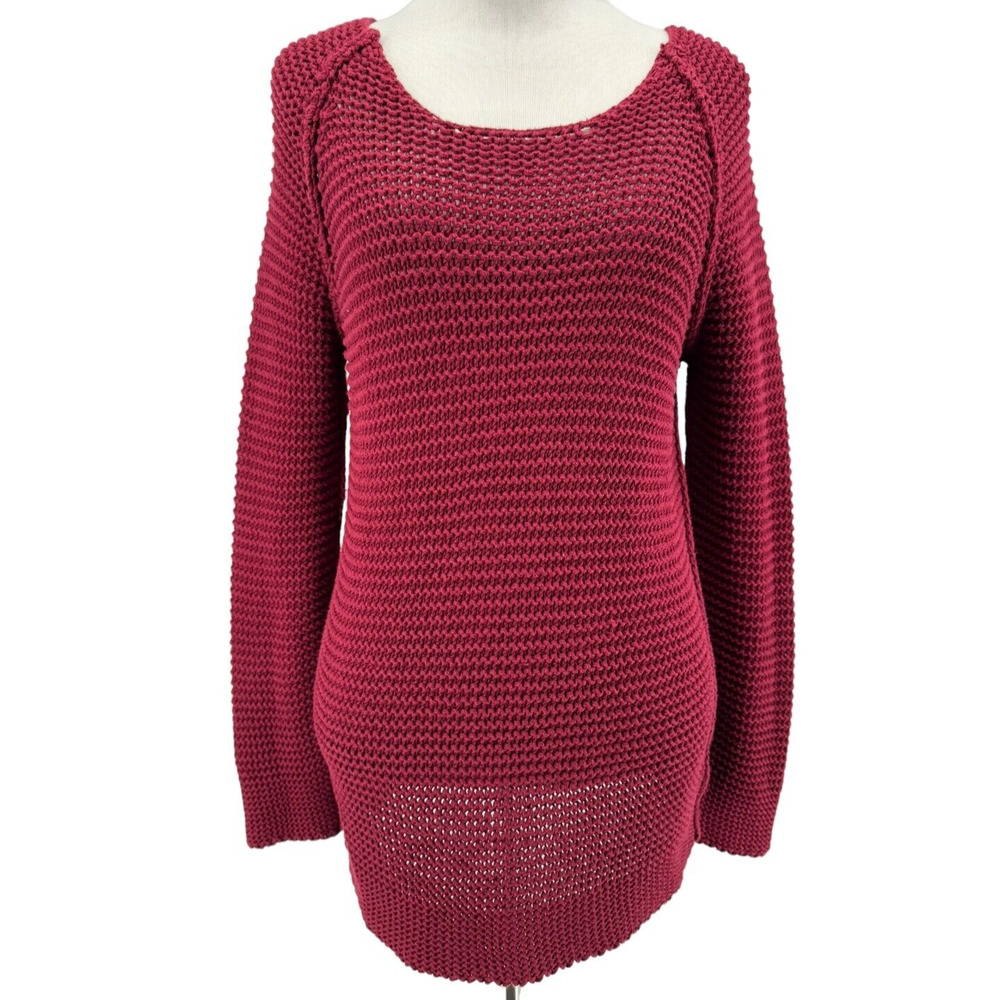 Etoile‎ Isabel Marant Red Long Sleeve Open Knit Pullover Sweater Size 1 Small